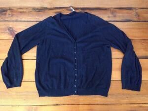 Gap Black Cotton Rayon Blend Womens Button Up Lightweight Sweater Cardigan XL